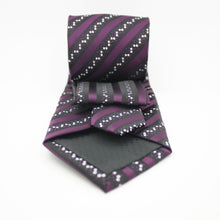 Load image into Gallery viewer, Mens Dads Classic Purple Striped Pattern Business Casual Necktie & Hanky Set ZO-7 - Ferrecci USA