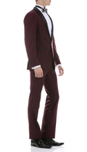 Load image into Gallery viewer, Ferrecci Men's Reno Burgundy Slim Fit Shawl Lapel 2 Piece Tuxedo Suit Set - Ferrecci USA