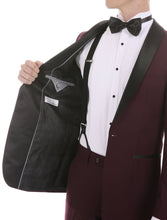 Load image into Gallery viewer, Ferrecci Men's Reno Burgundy Slim Fit Shawl Lapel 2 Piece Tuxedo Suit Set - Ferrecci USA