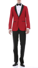 Load image into Gallery viewer, Ferrecci Men's Reno Red/Black Slim Fit Shawl Lapel 2 Piece Tuxedo Suit Set - Ferrecci USA