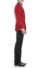 Load image into Gallery viewer, Ferrecci Men's Reno Red/Black Slim Fit Shawl Lapel 2 Piece Tuxedo Suit Set - Ferrecci USA