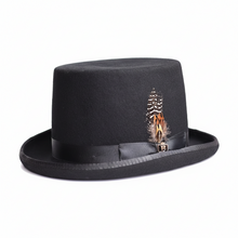 Load image into Gallery viewer, Wool Topper Hat Rounded Brim - Black
