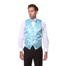 Load image into Gallery viewer, Ferrecci Mens Turquoise Paisley Wedding Prom Grad Choir Band 4pc Vest Set - Ferrecci USA 
