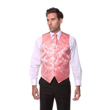 Load image into Gallery viewer, Ferrecci Mens Coral Paisley Wedding Prom Grad Choir Band 4pc Vest Set - Ferrecci USA 
