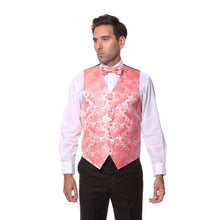 Load image into Gallery viewer, Ferrecci Mens Coral Paisley Wedding Prom Grad Choir Band 4pc Vest Set - Ferrecci USA 
