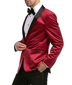 Enzo Burgundy Velvet Slim Fit Shawl Lapel Tuxedo Men's Blazer - Ferrecci USA 