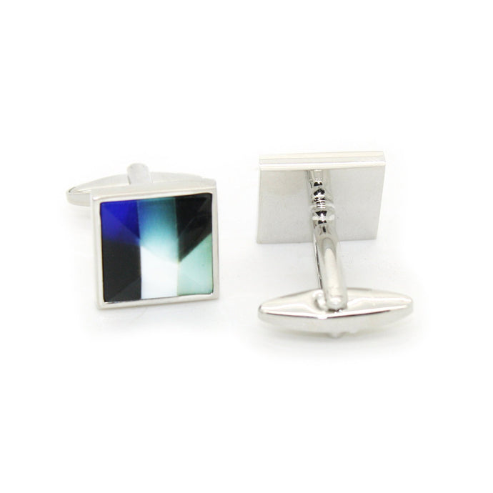 Silvertone Mix Stripe Cuff Links With Jewelry Box - Ferrecci USA 