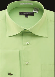 Men's French Cuff Dress Shirt Spread Collar- Color Apple Green