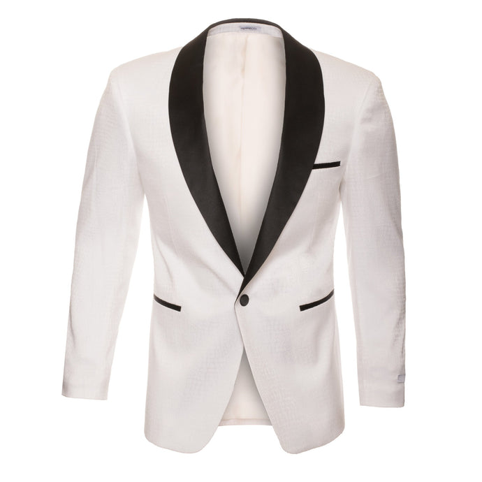 Ash All White Snake Skin Tuxedo Blazer - Ferrecci USA 