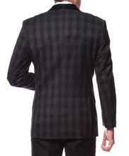 Load image into Gallery viewer, The Astor Black Plaid Slim Shawl Tuxedo Blazer - Ferrecci USA 
