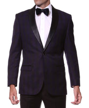 Load image into Gallery viewer, The Astor Purple Plaid Slim Shawl Tuxedo Blazer - Ferrecci USA 
