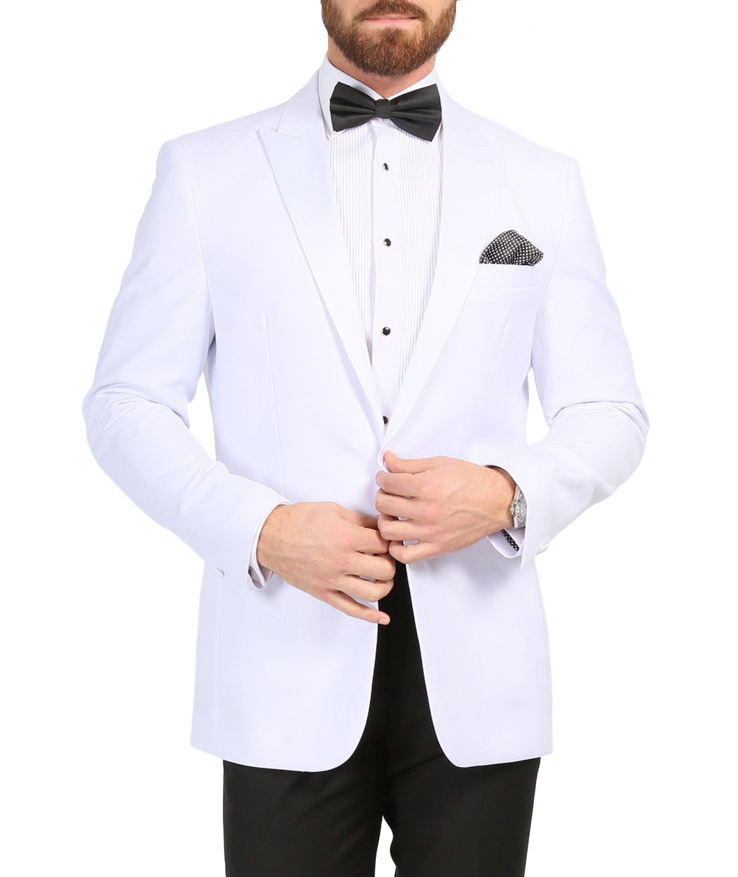 Ferrecci Men's Aura White Slim Fit Peak Lapel Tuxedo Dinner Jacket - Ferrecci USA 
