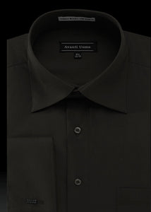 Men's French Cuff Dress Shirt Spread Collar- Color Black