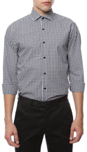 Load image into Gallery viewer, Black Gingham Check Slim Fit Shirt - Ferrecci USA 
