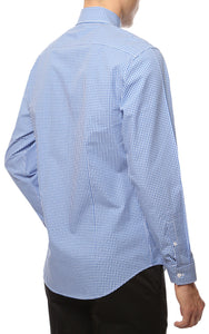 Blue Gingham Check Dress Shirt - Slim Fit - Ferrecci USA 