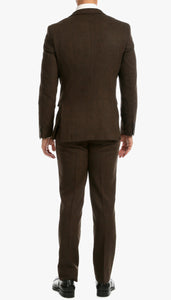 Bradford Cognac Slim Fit 3 Piece Tweed Suit - Ferrecci USA 