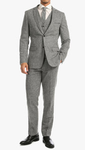Bradford Grey Slim Fit 3 Piece Tweed Suit - Ferrecci USA 
