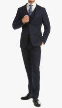 Load image into Gallery viewer, Bradford Navy Tweed With Slim Fit Suit With Five Button Vest - Ferrecci USA 

