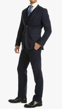 Load image into Gallery viewer, Bradford Navy Tweed With Slim Fit Suit With Five Button Vest - Ferrecci USA 
