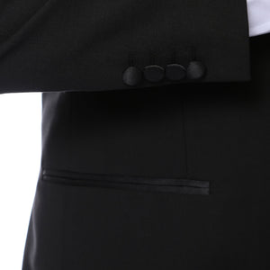 Bronson Black Slim Fit Notch Collar Lapel 2 Piece Tuxedo Suit Set - Tux Blazer Jacket and Pants - Ferrecci USA 