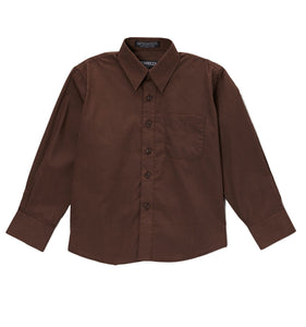 Premium Solid Cotton Blend Brown Shirt - Ferrecci USA 