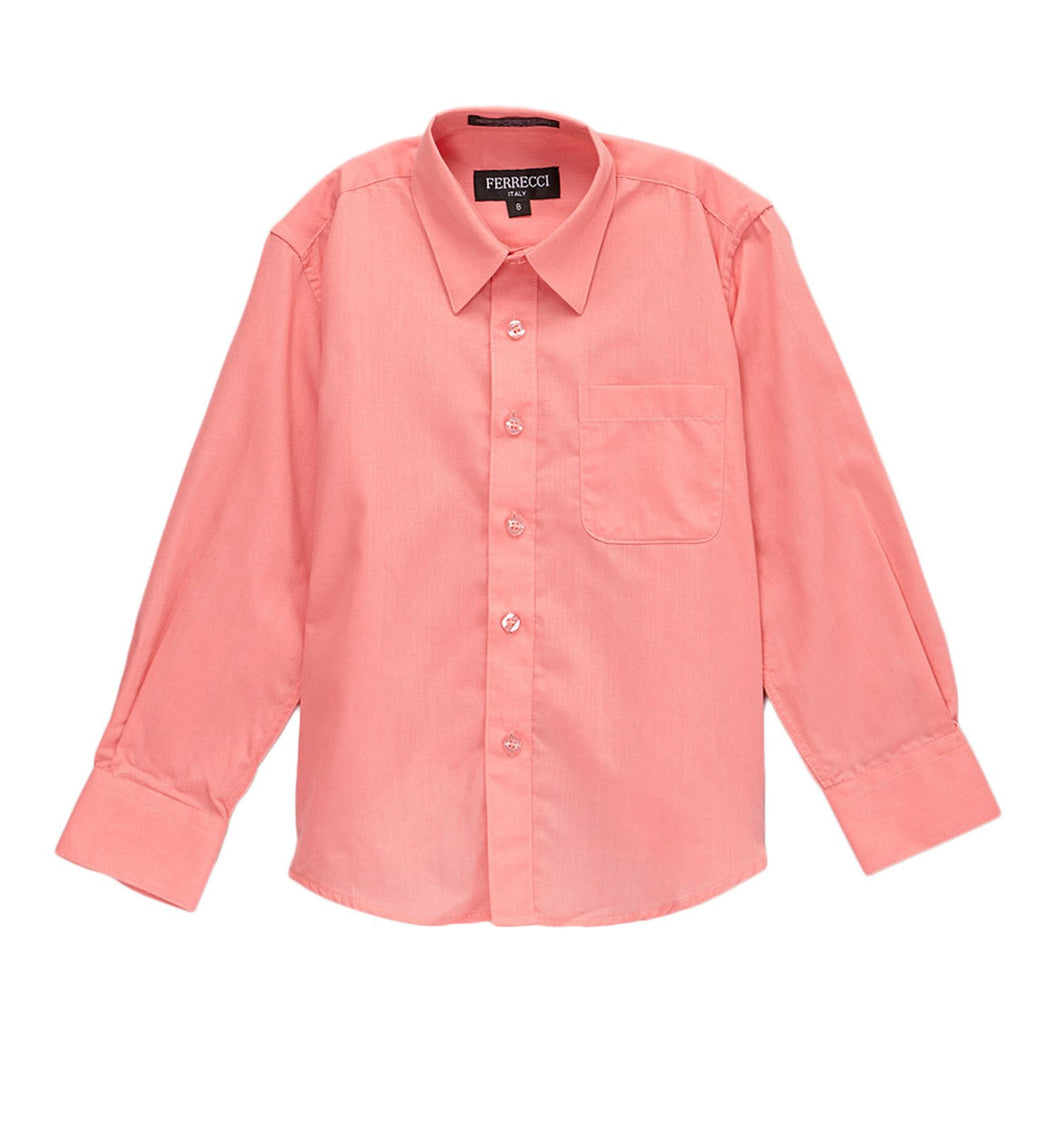 Premium Solid Cotton Blend Coral Shirt - Ferrecci USA 