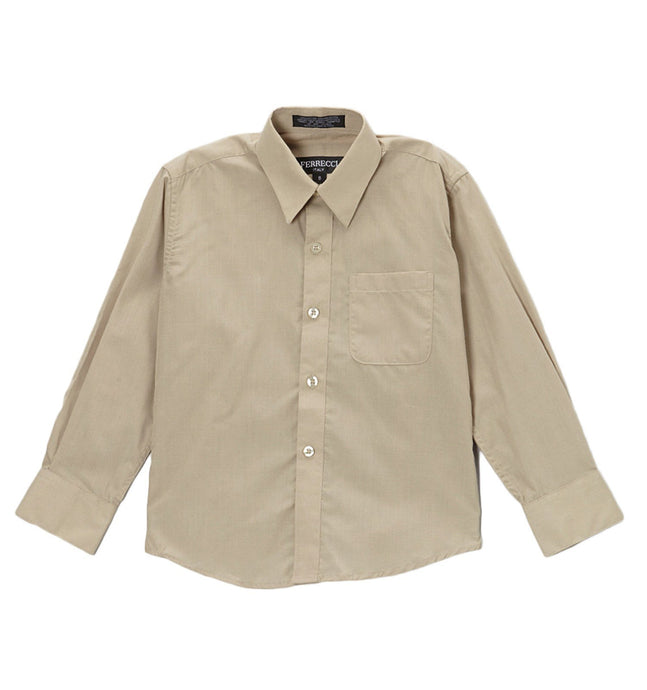 Premium Solid Cotton Blend Khaki Shirt - Ferrecci USA 