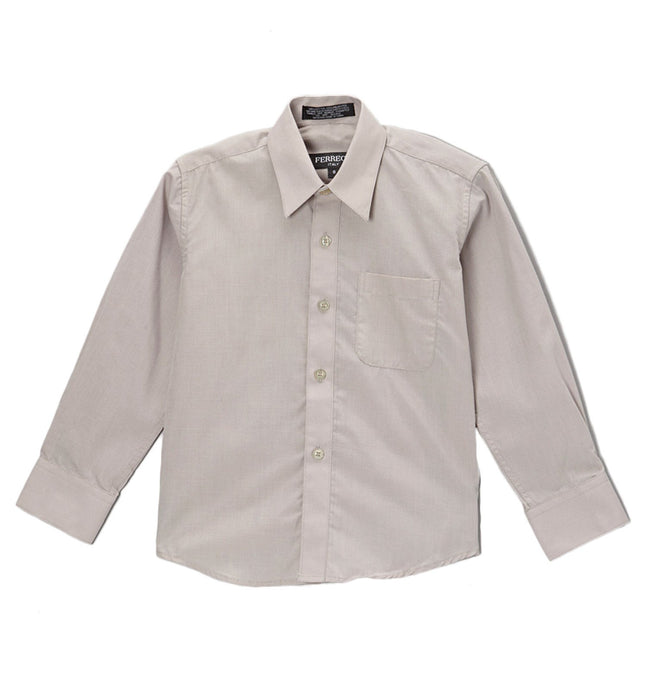 Premium Solid Cotton Blend Light Grey Dress Shirt - Ferrecci USA 