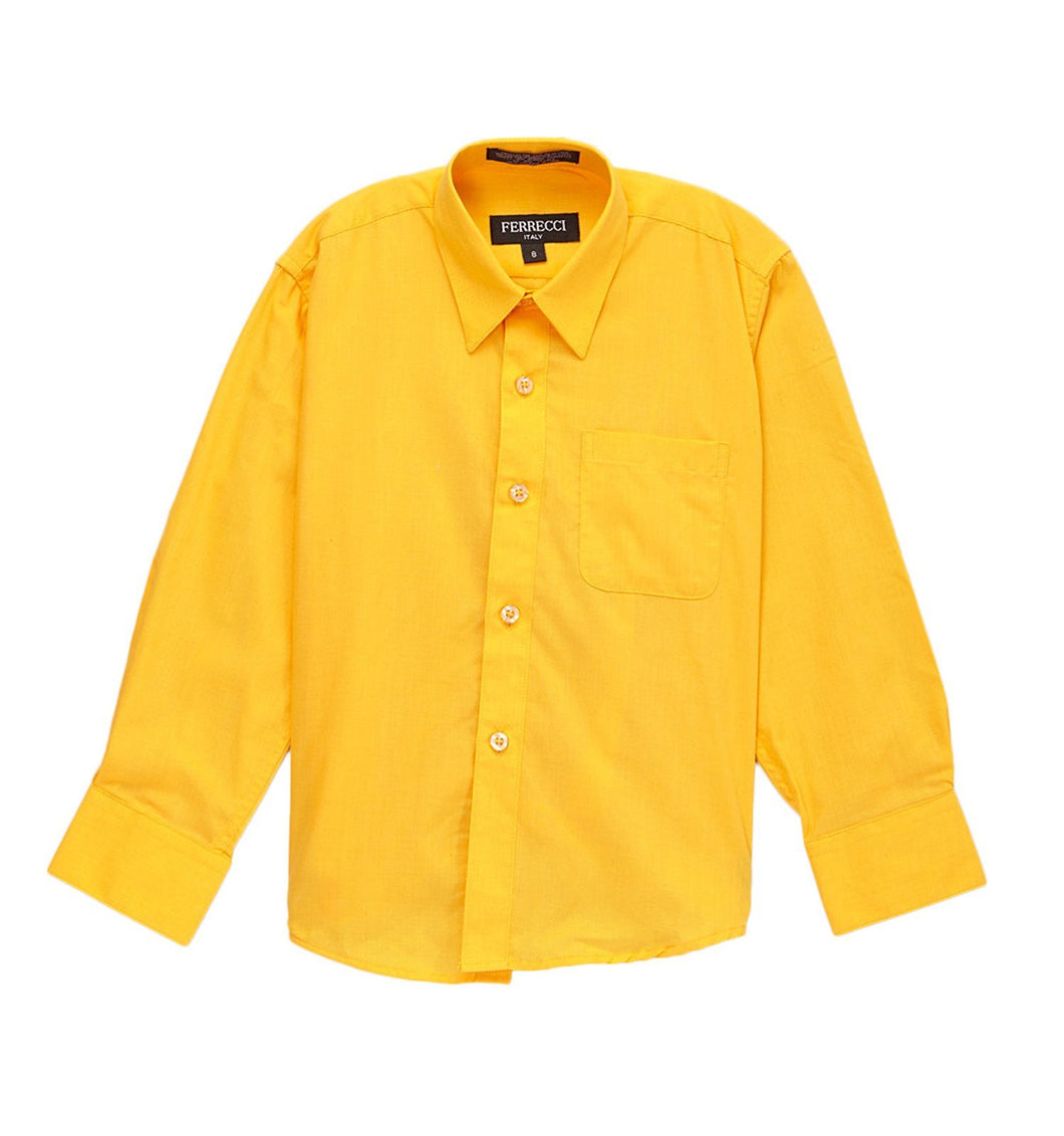 Premium Solid Cotton Blend Dark Yellow Shirt - Ferrecci USA 