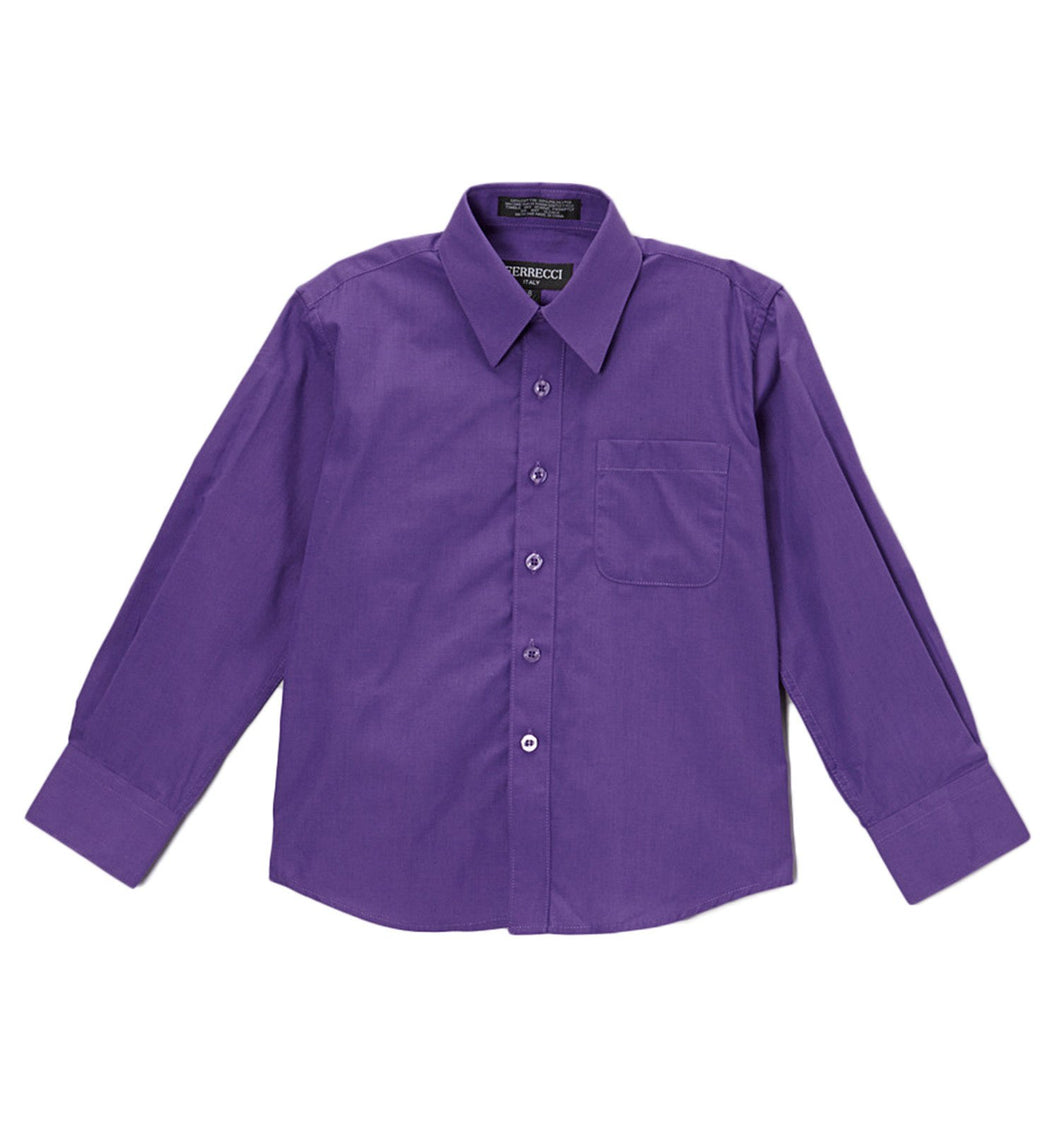 Premium Solid Cotton Blend Purple Dress Shirt - Ferrecci USA 