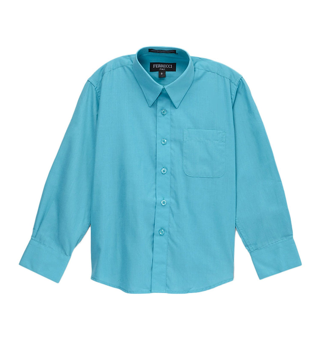 Premium Solid Cotton Blend Turquoise Dress Shirt - Ferrecci USA 