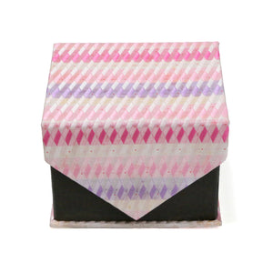 Men's Pink-Purple Boxy Geometric Design 4-pc Necktie Box Set - Ferrecci USA 
