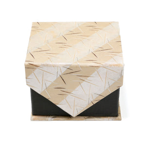 Men's Tan-White Scattered Striped Design 4-pc Necktie Box Set - Ferrecci USA 
