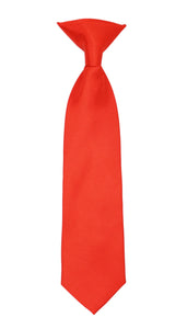 Boys 13" Premium Red Clip On Necktie - Ferrecci USA 