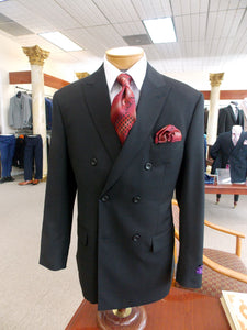 Men's Executive Double Breasted Suit Solid Black