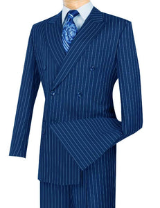 Banker Collection-Men's Double Breasted Pinstripe Blue Suit