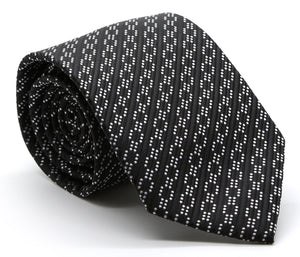 Mens Dads Classic Black Striped Pattern Business Casual Necktie & Hanky Set C-1 - Ferrecci USA 