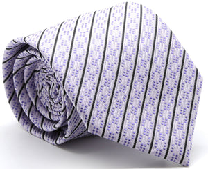 Mens Dads Classic Purple Striped Pattern Business Casual Necktie & Hanky Set C-11 - Ferrecci USA 