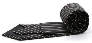 Mens Dads Classic Black Striped Pattern Business Casual Necktie & Hanky Set C-3 - Ferrecci USA 