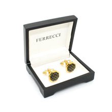 Load image into Gallery viewer, Goldtone Criss Cross Polygon Cuff Links With Jewelry Box - Ferrecci USA 
