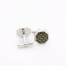 Load image into Gallery viewer, Silvertone Criss Cross Polygon Cuff Links With Jewelry Box - Ferrecci USA 
