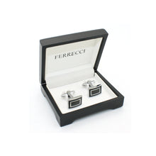 Load image into Gallery viewer, Silvertone Carboform Cuff Links With Jewelry Box - Ferrecci USA 
