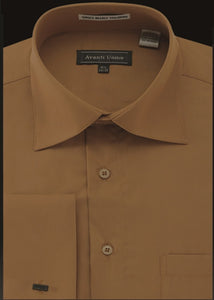 Men's French Cuff Dress Shirt Spread Collar- CAPPUCCINO