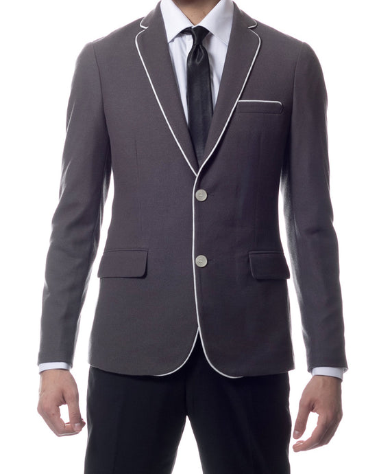 Capri Grey Ultra Slim Fit Knit Mens Blazer - Ferrecci USA 