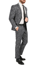 Load image into Gallery viewer, Men&#39;s Chicago Slim Fit Black &amp; White Spotted Notch Lapel Suit - Ferrecci USA 
