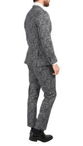 Men's Chicago Slim Fit Black & White Spotted Notch Lapel Suit - Ferrecci USA 