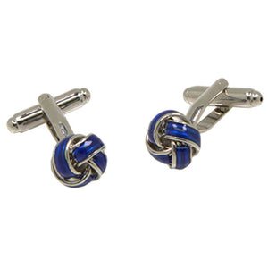 Silvertone Circle Blue Stone Cufflinks with Jewelry Box - Ferrecci USA 