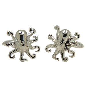 Silvertone Novelty Octopus Cufflinks with Jewelry Box - Ferrecci USA 