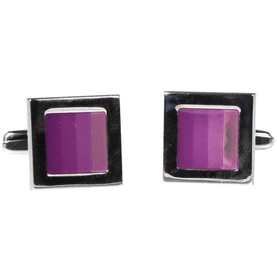 Silvertone Square Purple Gradient Cufflinks with Jewelry Box - Ferrecci USA 