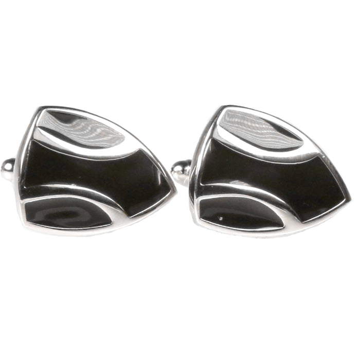 Silvertone Novelty Shield Cufflinks with Jewelry Box - Ferrecci USA 